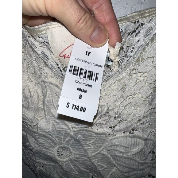 LF Native Rose Cream Silk & Lace Off The Shoulder Crop Top Women's Size 8 NWTS X - Picture 6 of 11